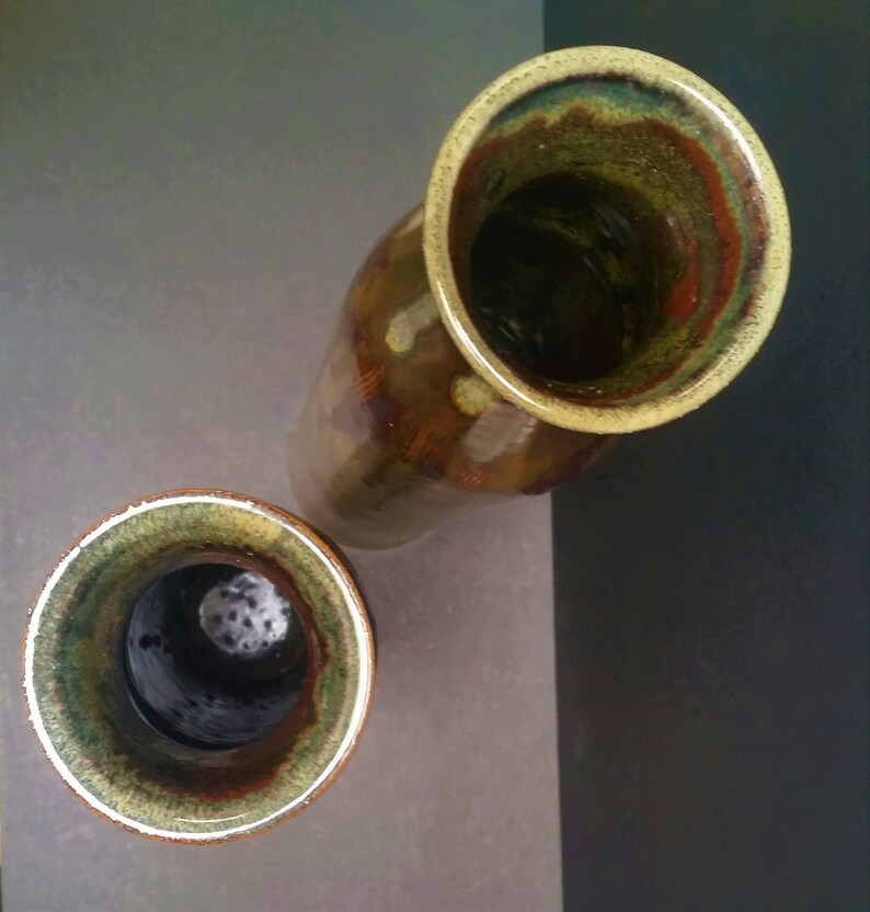 Long Tall Stoneware Vases Pair of 2 Pottery Vases/bottles Etsy