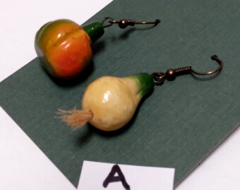 vintage Vegetable Earrings, unusual jewelry, cute & quirky Fashion