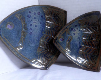 handmade Ceramic Angelfish dishes, set of 2