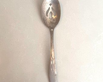 Antique Meriden Silver Plate Tomato Server ~ Art Nouveau Pierced Spoon ~ c.1900 Victorian Serving Utensil