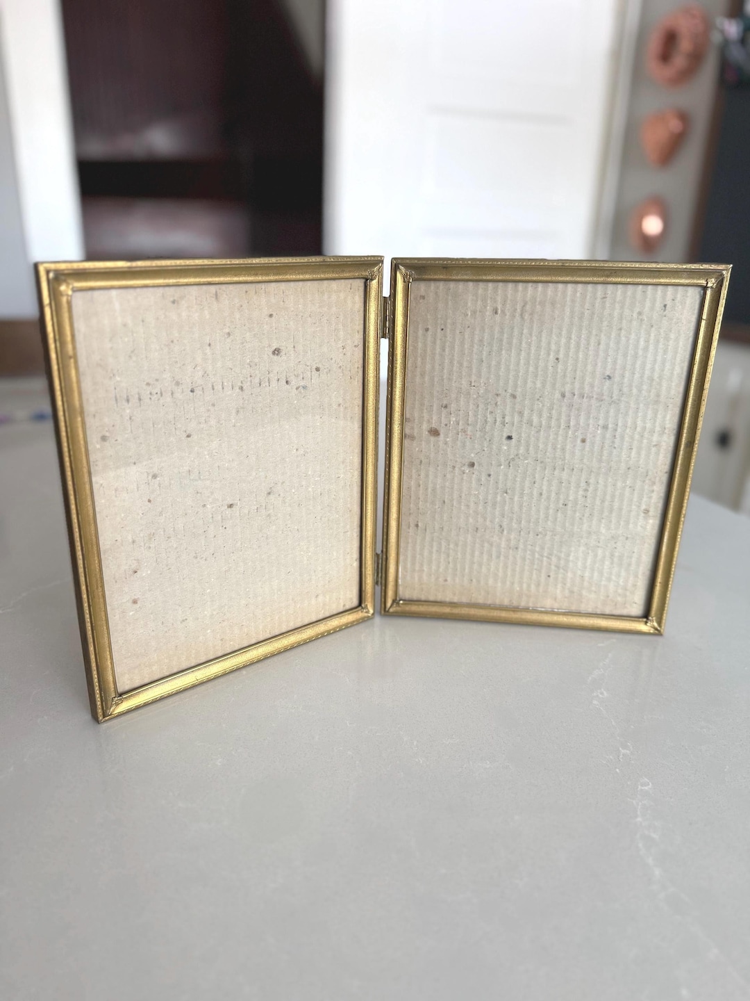 Vintage Double Hinged Brass Photo Frame (8x10), Mid Century Gold Tone ...