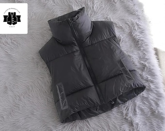 Ärmellose Steppweste für Damen |  Zip-Up-Design mit Stehkragen | Stilvolle gemütliche Winterjacke | Warme Street Style Oberbekleidung