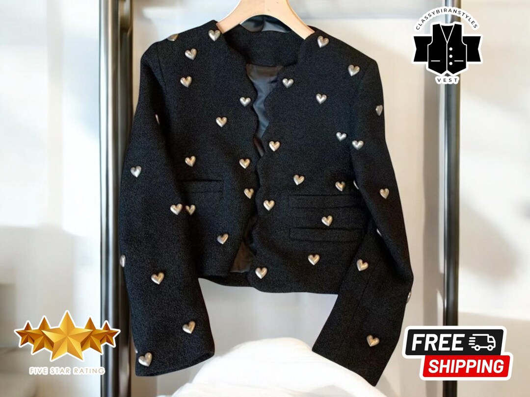 Heart Embroidered Royal Blazer
