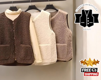 Women's Fleece Vest | Sleeveless Warm Layer with Pockets | Cozy Outerwear for Winter and Autumn | Comfortable Outdoor Apparel