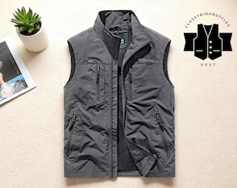 90s S Yellow Fleece Vest by Ebtek Eddie Bauer, Vintage 1990s Black