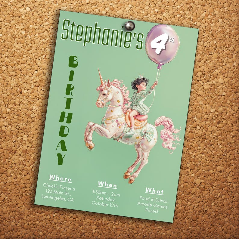 Digital Invitation Template for Children's Birthday Horse, Rocking