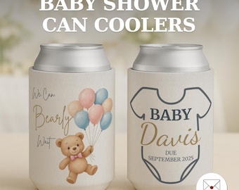 Personalisierte Babyparty-Dosenkühler, rosa Krawatte, Dose Cozy, Cooler Sleeve, Party Favor, doppelseitiger Druck, KOO-5227