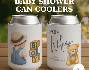 Personalisierte süße Baby Boy Babyparty Dosenkühler, blaue Fliege, kann gemütlich, Kühler Hülse, Party Favor, doppelseitiger Druck, KOO-5228