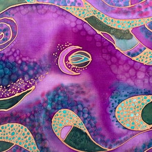 Octopus Original contemporary wall art silk painting for living room unique art for bedroom silk anniversary gift for octopus lover image 7