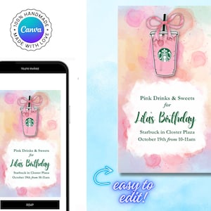 Starbucks Invitation for Girls Birthday Party