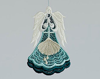 Baptism Angel, Embroidered Freestanding Lace, MADE TO ORDER