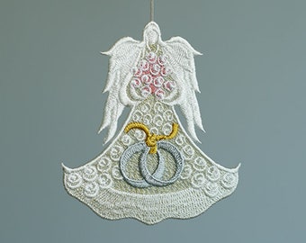 Wedding Angel, Embroidered Freestanding Lace, MADE TO ORDER