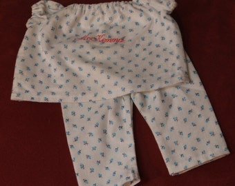 American Girl Doll pjs  pajamas, Personalizable MADE TO ORDER