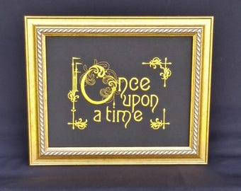 Attaccatura di parete, Wall Art, immagini ricamo, principessa, racconto, "Una volta", con cornice