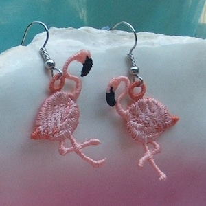 Earrings, Flamingoes, novelty, pink, pierced surgical steel ear wires, READY TO SHIP