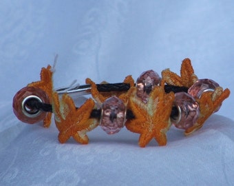 Bracelet, Maple leaf, variegated brown or orange, READY TO SHIP