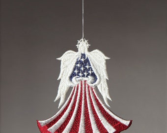 Angel Ornament, Patriotic, flag, Lace Angel, Memorial Angel