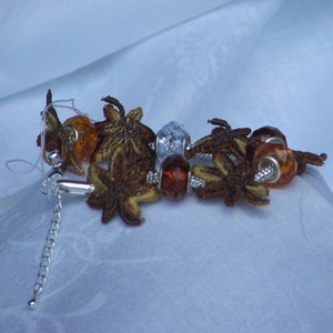 Bracelet, Maple leaf, variegated brown or orange, READY TO SHIP image 2