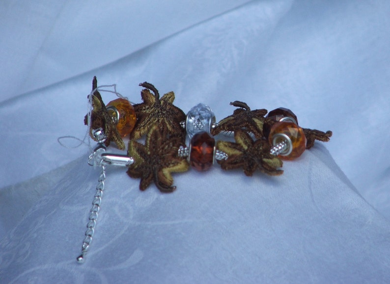 Bracelet, Maple leaf, variegated brown or orange, READY TO SHIP image 2