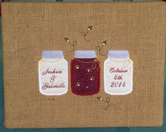Parete arte matrimonio keepsake, tela di ragno, Mason vasetti, la scelta di colori MADE TO ORDER