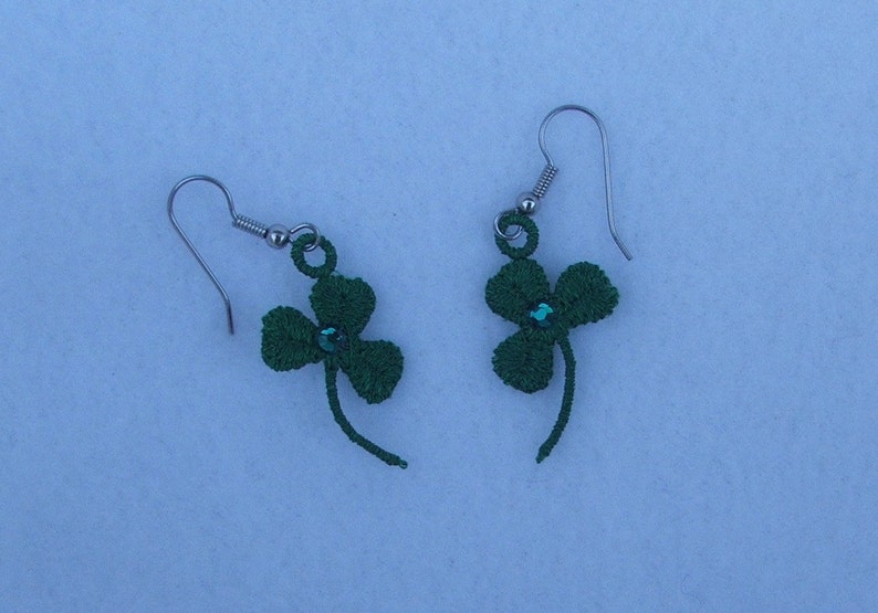3 leaf green, Shamrock surgical steel earwires Earrings 4 leaf