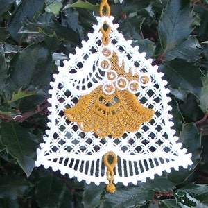 Bell ornament,  Wedding bell,  Embroidered Lace Bell
