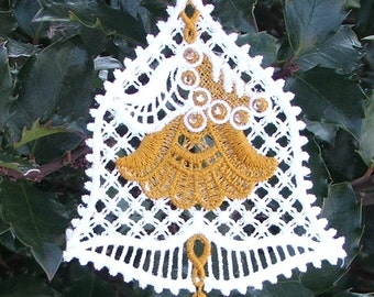 Adorno de campana, Campana de boda, Campana de encaje bordada