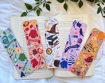 Wizard House Bookmarks - Magic Bookmark, Cozy Bookmark, Book Lover Gift, Stocking Stuffer double sided