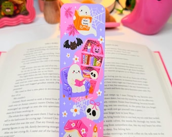 Halloween Ghost Bookmark, Spooky Bookish Bookmark, Cute Reading Bookmark, Book Lover Gift, Laminated Bookmark