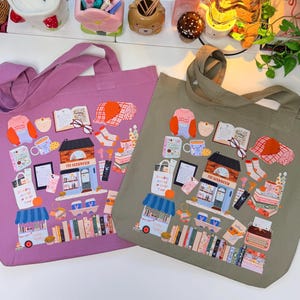 Book Lover Tote Bag, Cozy Cottage Design for Bookworms