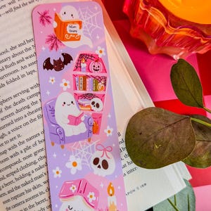 Halloween Ghost Bookmark, Spooky Bookish Bookmark, Cute Reading Bookmark, Book Lover Gift, Laminated Bookmark