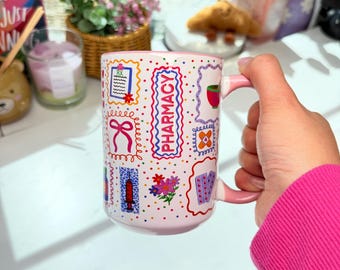 Cute Pharmacy Mug – Colorful Medical Icon Coffee Cup