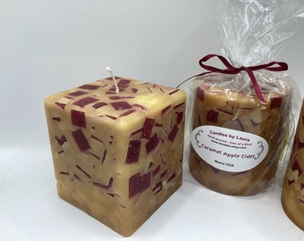 Caramel Apple Cider scented pillar candles