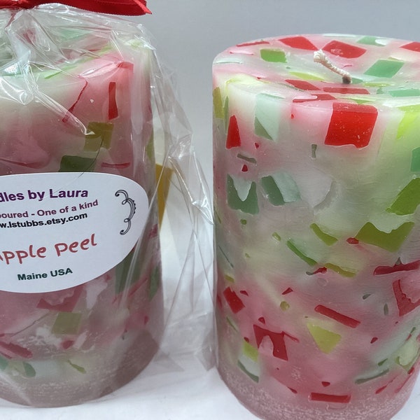 Apple Peel scented pillars candles