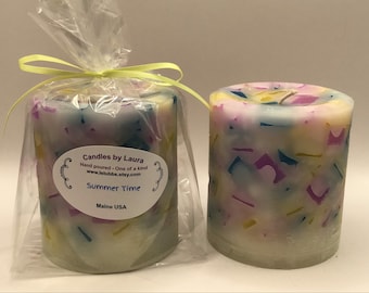 Summer time scented pillar candle