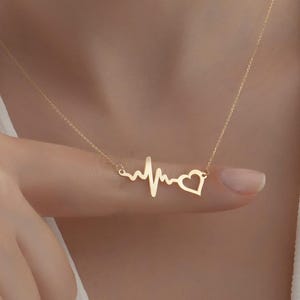 14K Gold Heartbeat Necklace | Minimalist Pendant