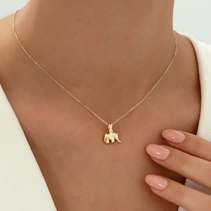 14K Gold Elephant Pendant Necklace, Elephant Gifts, Animal Necklace, Baby Elephant Pendant, Good Luck Charm, Layering Gold Necklace