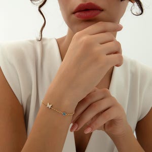 Pulseira de borboleta em ouro maciço 14K: joias delicadas feitas à mão