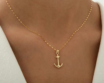 Collana Girocollo Con Ciondolo Ancora In Stile Vintage E Bohémien - Gioiello Minimalista Per Donna In Lega Dorata - Regolabile