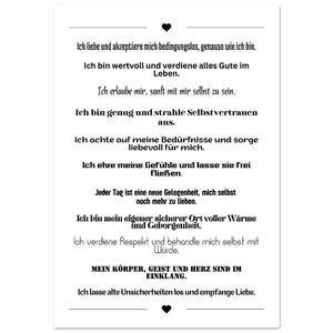 Selbstliebe Poster Affirmation – Wanddeko modern Geschenk Achtsamkeit Motivation Büro Wohnzimmer, Poster Spruch, inspirierende Sprüche 70x100 cm / 28x40″