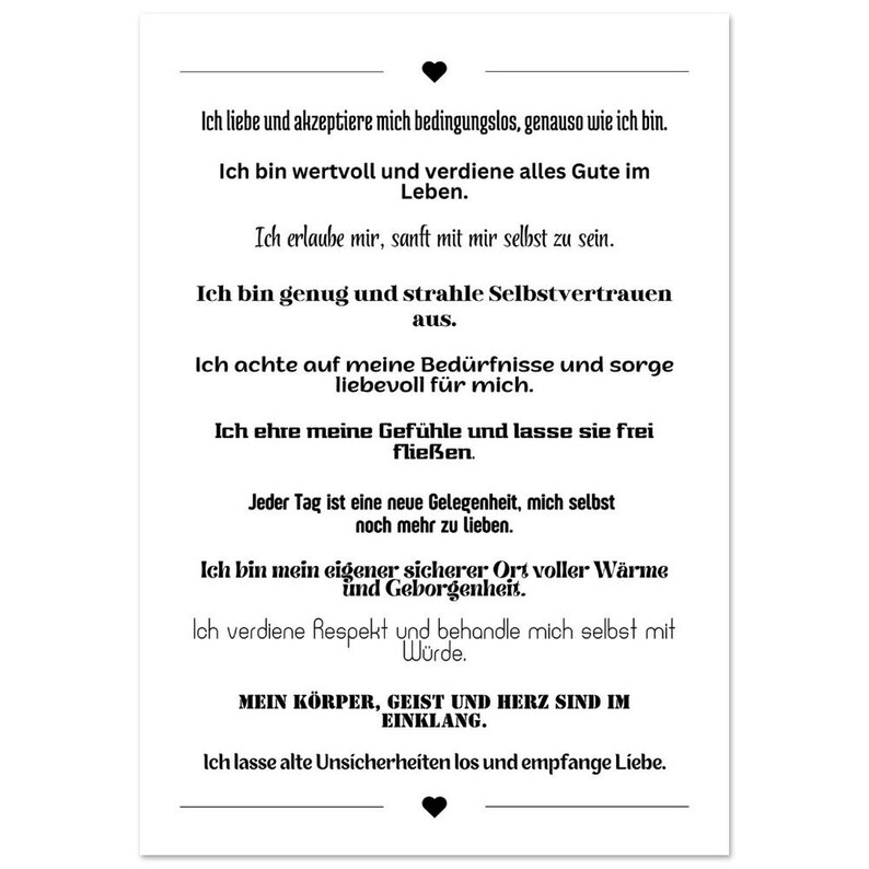Selbstliebe Poster Affirmation – Wanddeko modern Geschenk Achtsamkeit Motivation Büro Wohnzimmer, Poster Spruch, inspirierende Sprüche 70x100 cm / 28x40″