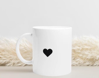 Tasse mit Herz – Minimalistische Geschenkidee für Valentinstag, Jahrestag, Geburtstag, Weihnachten & Freunde – Weißer 11oz Keramikbecher