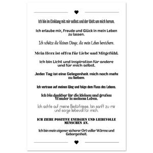 Inspirierendes Wandbild Affirmationen – Motivationsposter Achtsamkeit Selbstliebe Geschenk, Poster Spruch, Poster Sprüche, Wanddeko Büro 40x60 cm / 16x24″