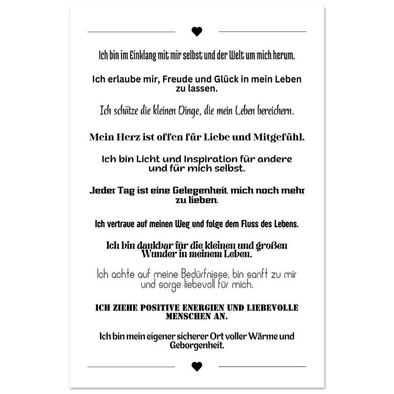 Inspirierendes Wandbild Affirmationen – Motivationsposter Achtsamkeit Selbstliebe Geschenk, Poster Spruch, Poster Sprüche, Wanddeko Büro 40x60 cm / 16x24″