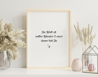 Poster mit Spruch Wunder, Geschenkidee Freundin Mama, positive Wanddeko, Affirmation Poster, Motivationsspruch A4, A3, Inspirierendes Poster