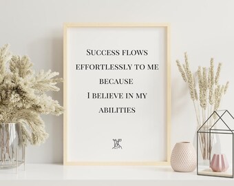 Englisches Erfolgs Poster mit Affirmation für Homeoffice Büro Coaching Motivation Wandbild Geschenk Gründer Visionäre Premium Druck