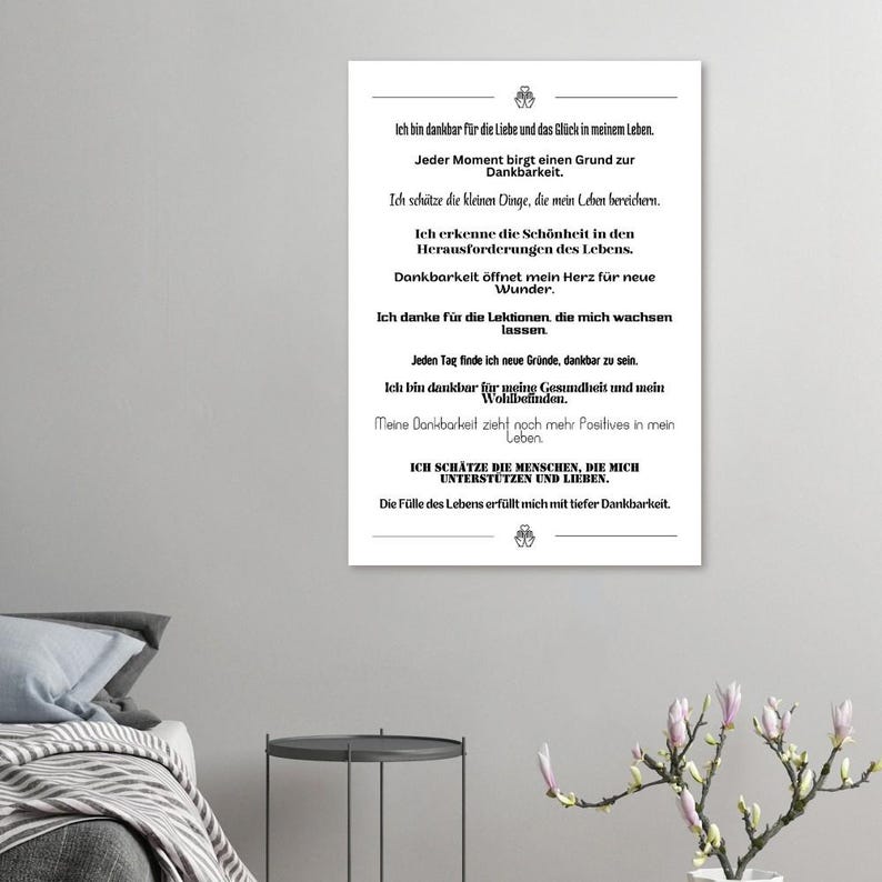 Dankbarkeits-Poster Affirmationen – Wanddeko Achtsamkeit Geschenk Motivation Büro Wohnzimmer, Poster mit Spruch, inspirierende Sprüche Bild 9