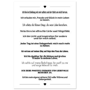 Inspirierendes Wandbild Affirmationen – Motivationsposter Achtsamkeit Selbstliebe Geschenk, Poster Spruch, Poster Sprüche, Wanddeko Büro 50x70 cm / 20x28″