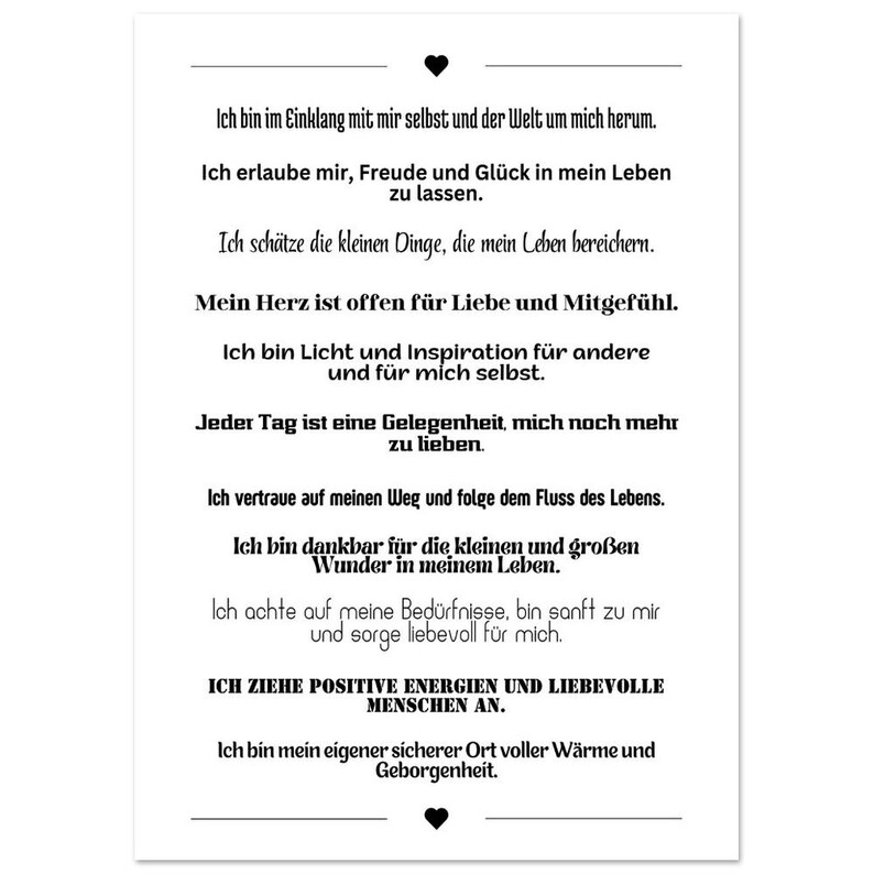 Inspirierendes Wandbild Affirmationen – Motivationsposter Achtsamkeit Selbstliebe Geschenk, Poster Spruch, Poster Sprüche, Wanddeko Büro 50x70 cm / 20x28″