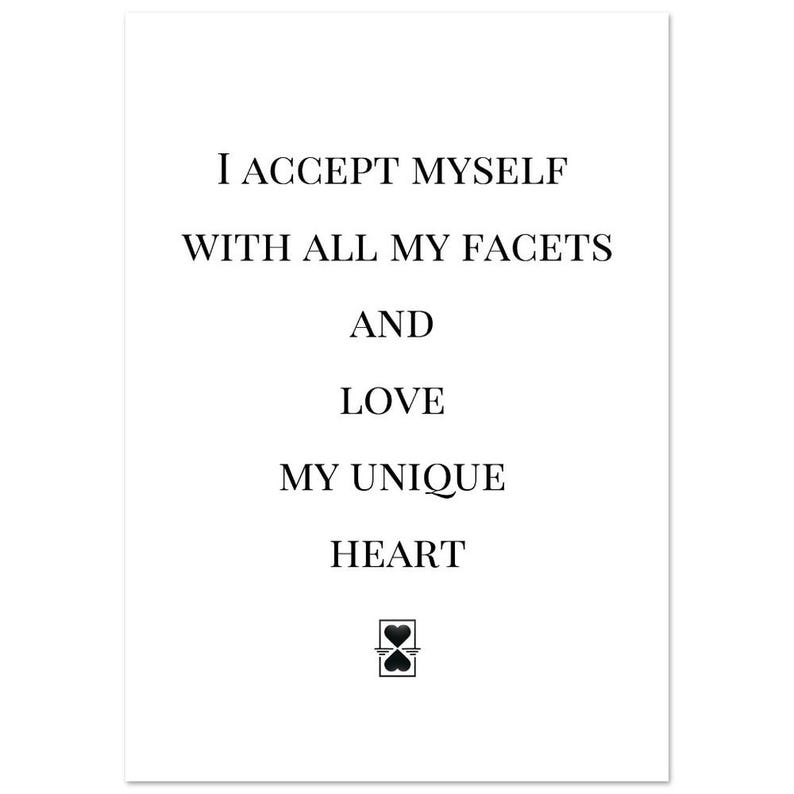 Zelfliefde poster met hart, affirmatie muurfoto mindfulness, cadeau vriendin, positieve spreuken decoratie, premium papier poster, poster spreuk A4 21x29.7 cm / 8x12″